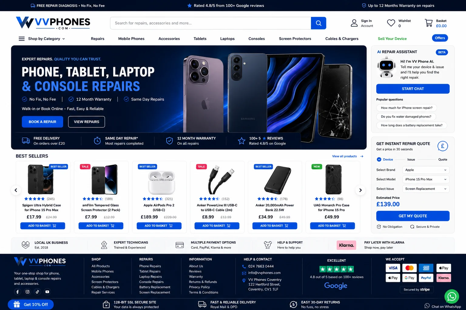 VV Phones Website